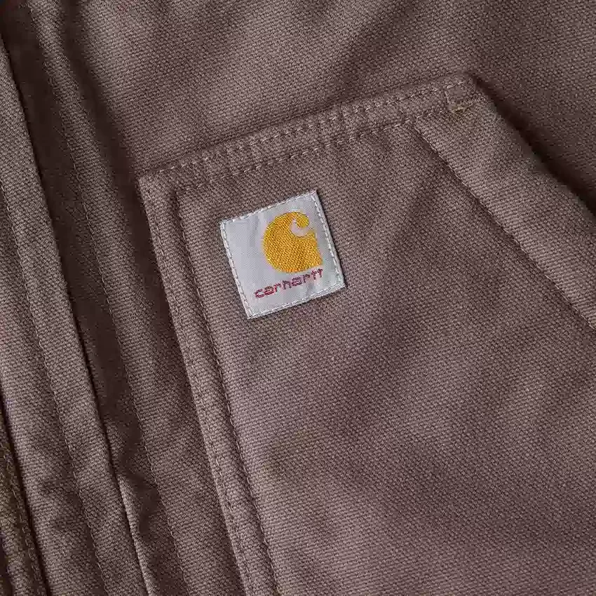 Colete feminino de algodão duck lavado com forro de sherpa e gola alta