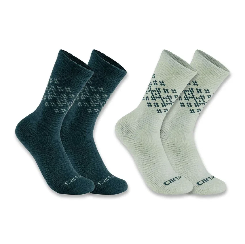 Conjunto de 2 pares de meias curtas Fairisle para mulher, de mistura de lã sintética de espessura média