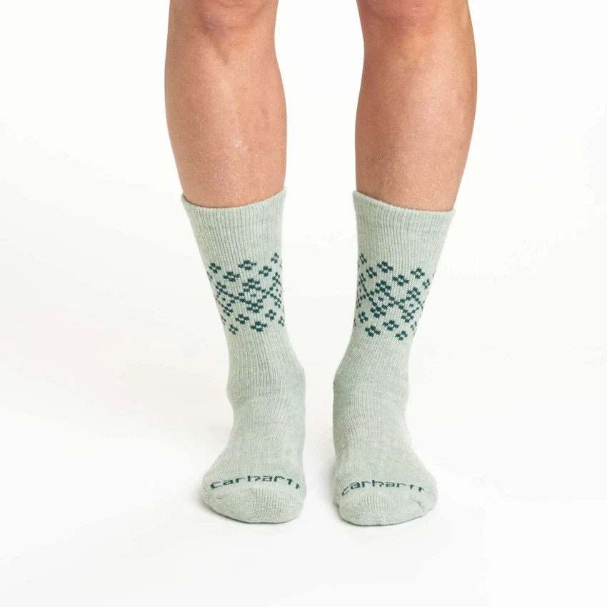 Conjunto de 2 pares de meias curtas Fairisle para mulher, de mistura de lã sintética de espessura média