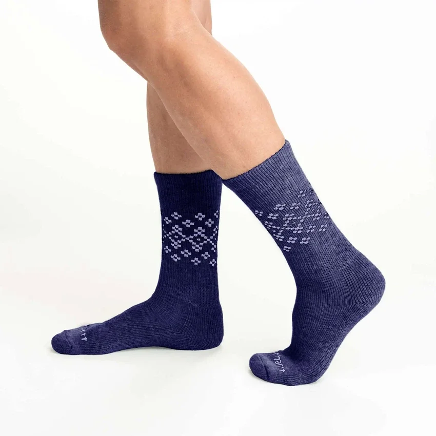 Conjunto de 2 pares de meias curtas Fairisle para mulher, de mistura de lã sintética de espessura média