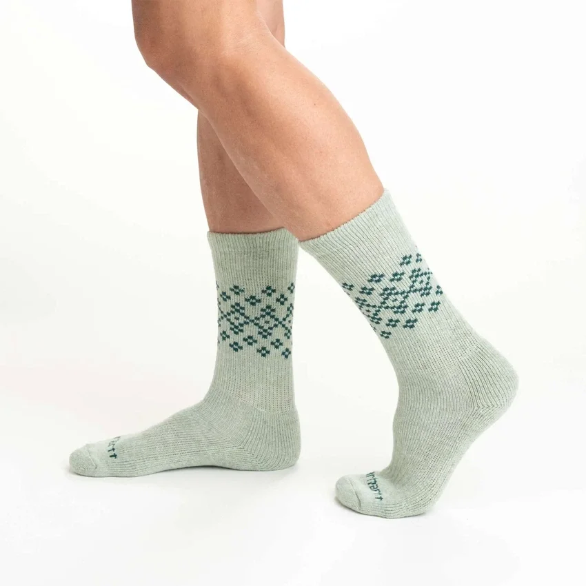 Conjunto de 2 pares de meias curtas Fairisle para mulher, de mistura de lã sintética de espessura média