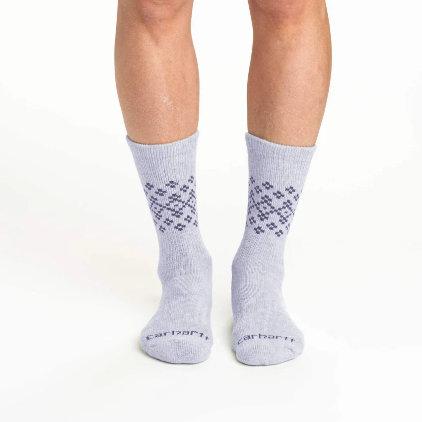 Conjunto de 2 pares de meias curtas Fairisle para mulher, de mistura de lã sintética de espessura média