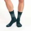 Conjunto de 2 pares de meias curtas Fairisle para mulher, de mistura de lã sintética de espessura média