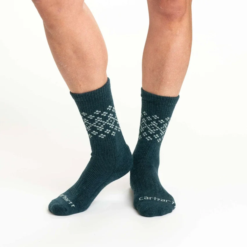 Conjunto de 2 pares de meias curtas Fairisle para mulher, de mistura de lã sintética de espessura média