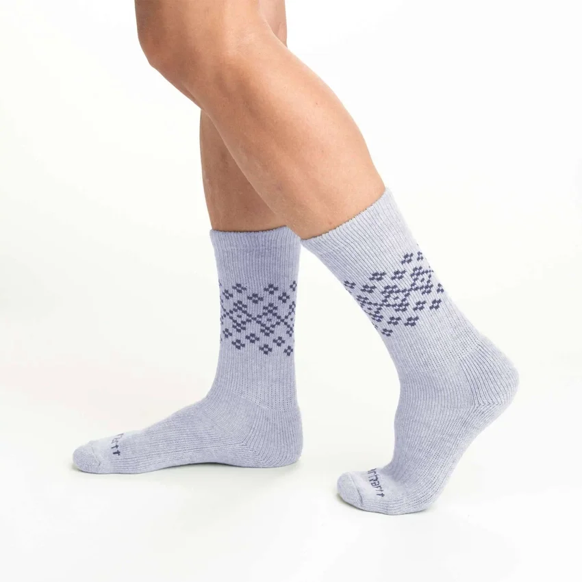 Conjunto de 2 pares de meias curtas Fairisle para mulher, de mistura de lã sintética de espessura média