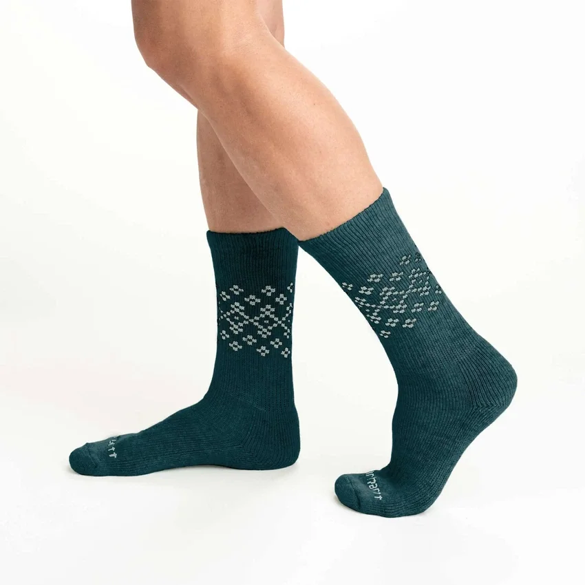 Conjunto de 2 pares de meias curtas Fairisle para mulher, de mistura de lã sintética de espessura média