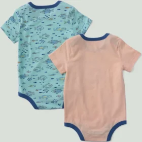 Conjunto de 2 peças de body com manguitos curtos e padrão de peixes para meninos (bebé)