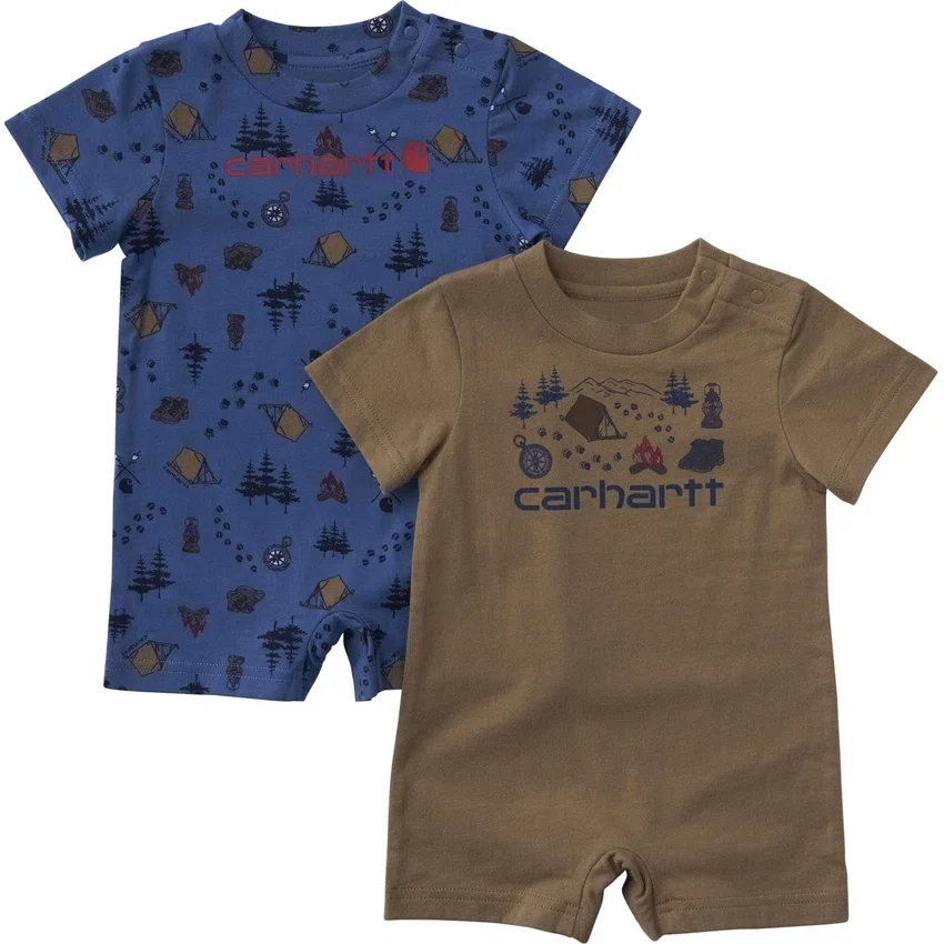 Conjunto de 2 peças de macacões com manguitos curtos para acampamento para meninos (bebés)