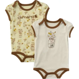 Conjunto de 2 peças para meninas: body com manguitos curtos e estampado de abelhas (bebé)