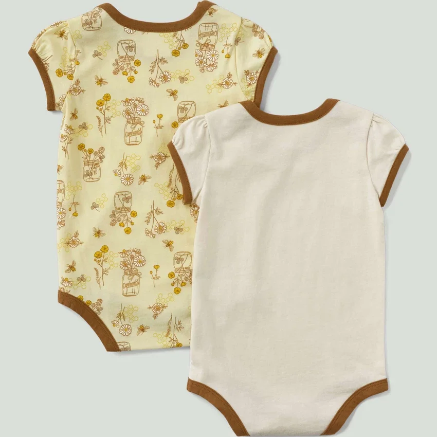 Conjunto de 2 peças para meninas: body com manguitos curtos e estampado de abelhas (bebé)