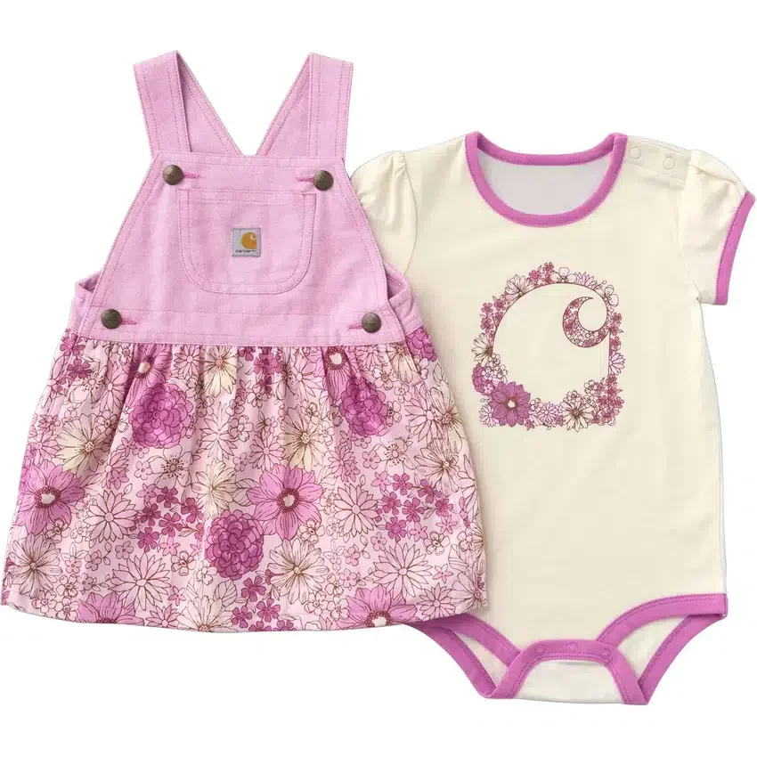 Conjunto de 2 peças para meninas: body com manguitos curtos e macacão estampado (Bebé/)