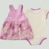 Conjunto de 2 peças para meninas: body com manguitos curtos e macacão estampado (Bebé/)