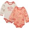 Conjunto de 2 peças para meninas: body com manguitos longos e estampado de quinta (bebé)