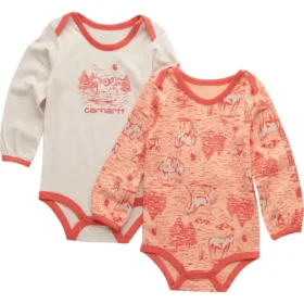 Conjunto de 2 peças para meninas: body com manguitos longos e estampado de quinta (bebé)