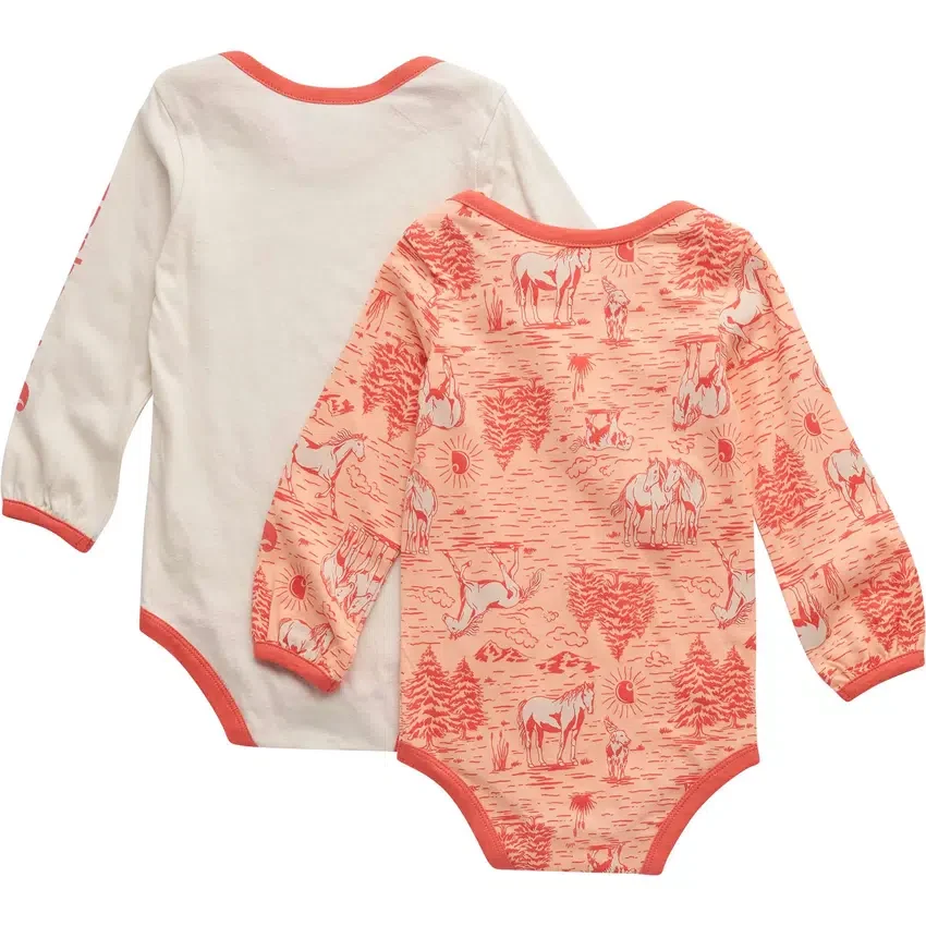 Conjunto de 2 peças para meninas: body com manguitos longos e estampado de quinta (bebé)