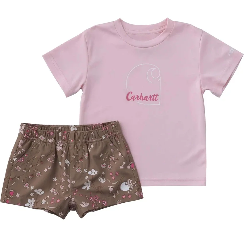 Conjunto de 2 peças para meninas: Camisa de manguitos Force Sun Defender™ e calções estampados com cintura elástica (bebé)