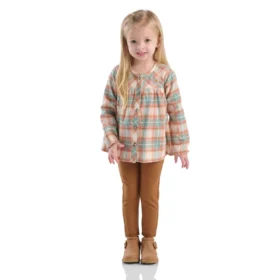 Conjunto de 2 peças para meninas: camisola de flanela com manguitos e Leggings (crianças pequenas)