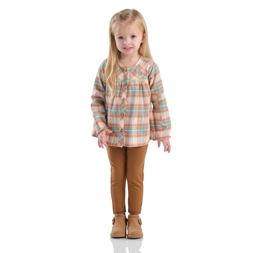 Conjunto de 2 peças para meninas: camisola de flanela com manguitos e Leggings (crianças pequenas)