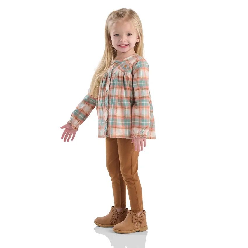 Conjunto de 2 peças para meninas: camisola de flanela com manguitos e Leggings (crianças pequenas)