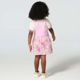 Conjunto de 2 peças para meninas: t-shirt com manguitos curtos e vestido estampado (crianças pequenas)