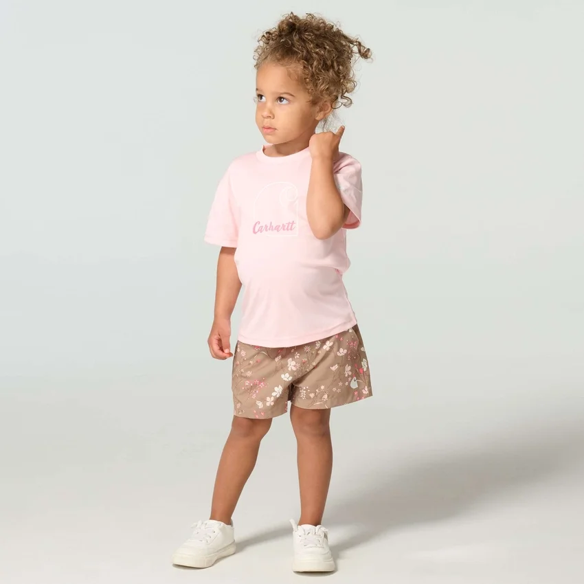 Conjunto de 2 peças para meninas: T-shirt de manguitos curtos Force Sun Defender™ e calções estampados com cintura elástica (crianças pequenas)