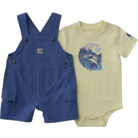 Conjunto de 2 peças para meninos: body com manguitos curtos e calções com bolsos cargo (bebé)