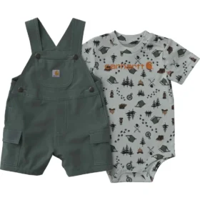 Conjunto de 2 peças para meninos: body com manguitos curtos e calções com bolsos cargo (bebé)