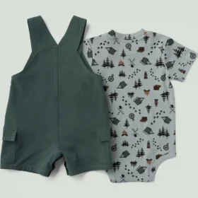 Conjunto de 2 peças para meninos: body com manguitos curtos e calções com bolsos cargo (bebé)