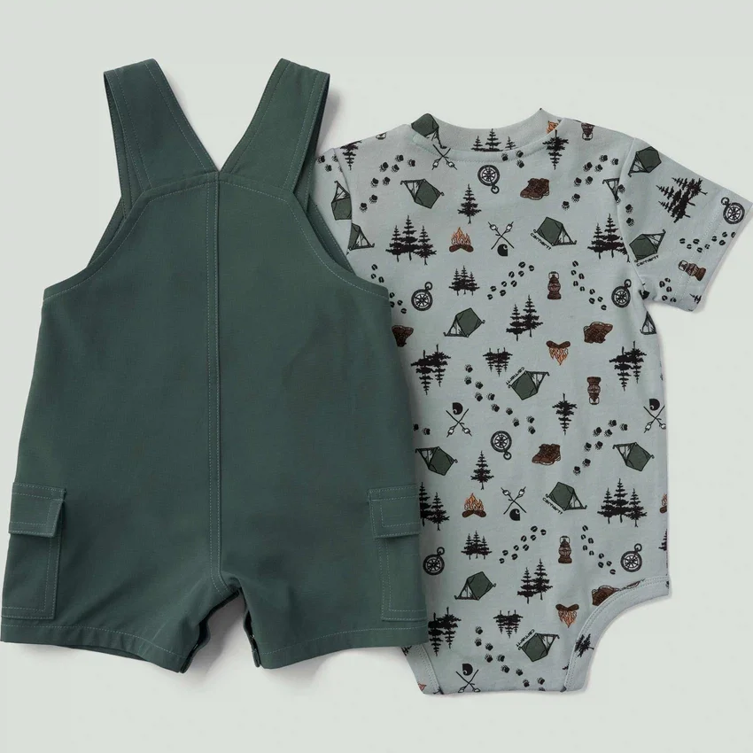 Conjunto de 2 peças para meninos: body com manguitos curtos e calções com bolsos cargo (bebé)