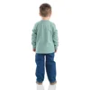 Conjunto de 2 peças para meninos: Camisa de manguitos com padrão de cão e calças de ganga (crianças pequenas)