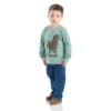 Conjunto de 2 peças para meninos: Camisa de manguitos com padrão de cão e calças de ganga (crianças pequenas)