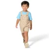 Conjunto de 2 peças para meninos: Camisa de manguitos curtos e calções com riscas castanhas (crianças pequenas)