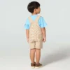 Conjunto de 2 peças para meninos: Camisa de manguitos curtos e calções com riscas castanhas (crianças pequenas)