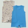 Conjunto de 2 peças para meninos: macacão sem mangas com padrão de peixes (bebé)