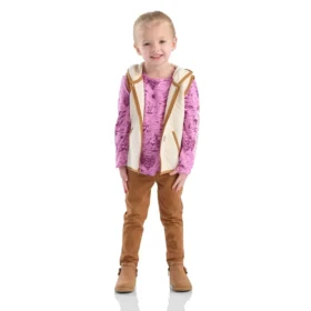Conjunto de 3 peças para meninas: colete, camisa estampada e Leggings (crianças pequenas)