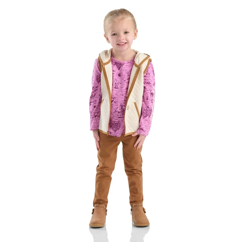 Conjunto de 3 peças para meninas: colete, camisa estampada e Leggings (crianças pequenas)