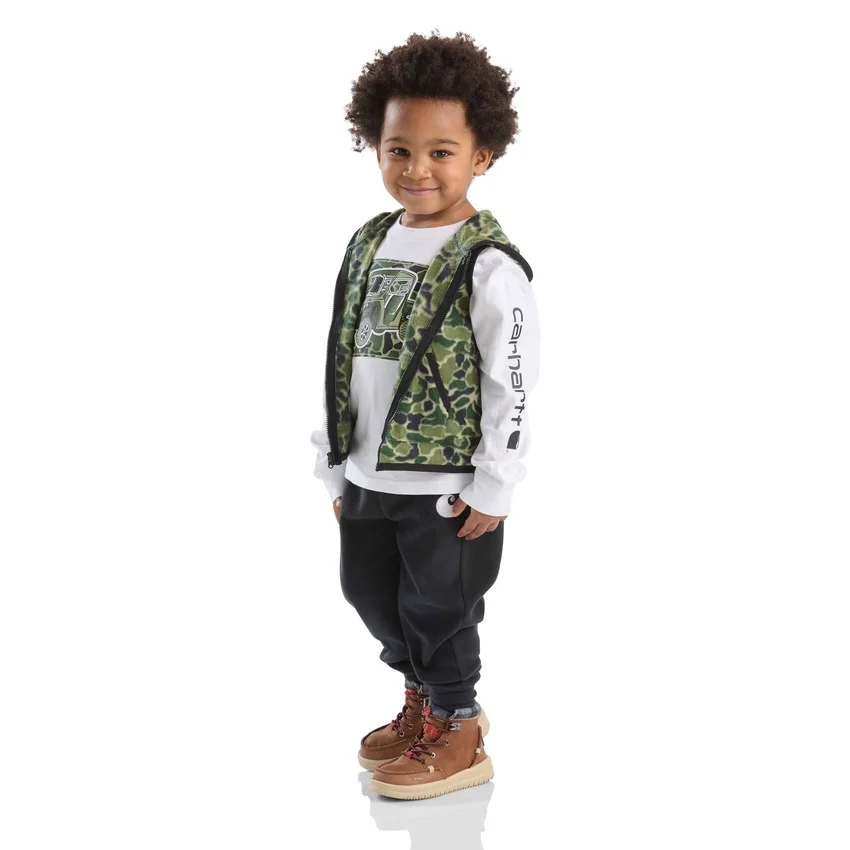 Conjunto de 3 peças para meninos: colete camuflado, camisa de manguitos longos e calças (crianças pequenas)