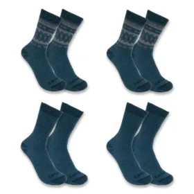 Conjunto de 4 pares de meias curtas para mulher, em mistura de lã sintética de grossa espessura