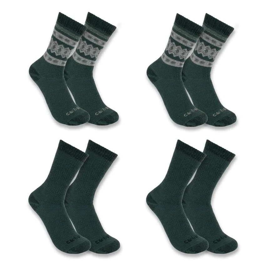 Conjunto de 4 pares de meias curtas para mulher, em mistura de lã sintética de grossa espessura