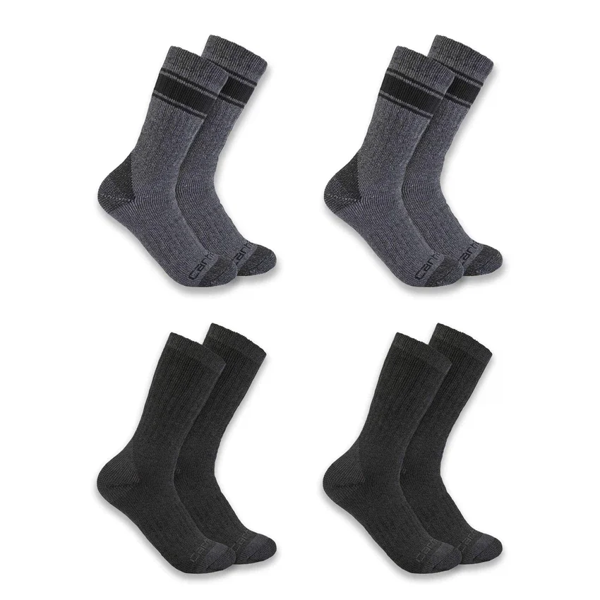Conjunto de 4 pares de meias de cano médio e tecido grosso