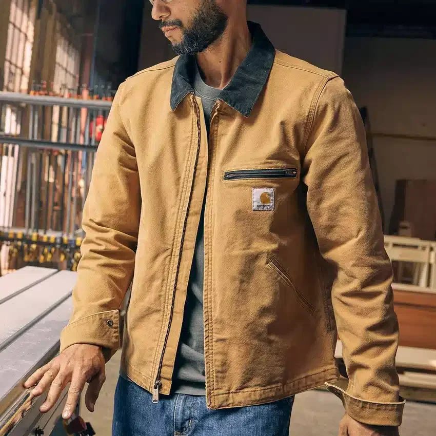 Detroit Jacket em lona de algodão para homem, com corte descontraído e redesenhado
