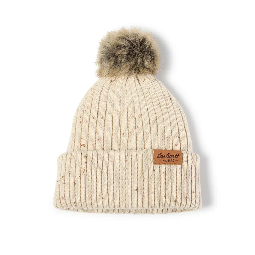 Gorro de lã mista com pompom para mulher
