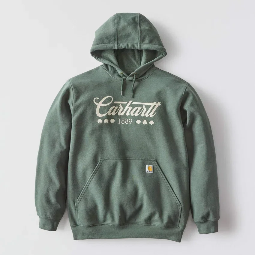 Hoodie masculino Marquette com grafismo de trevo - Camisola do Dia de São Patrício