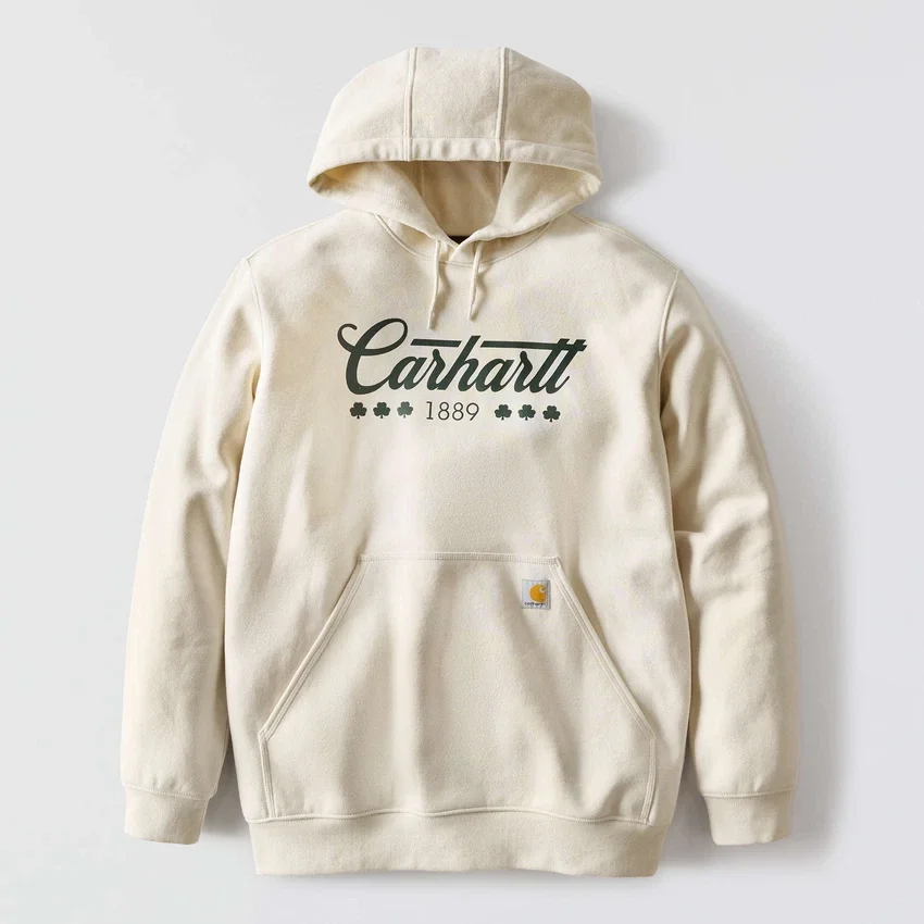 Hoodie masculino Marquette com grafismo de trevo - Camisola do Dia de São Patrício