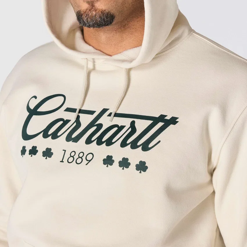 Hoodie masculino Marquette com grafismo de trevo - Camisola do Dia de São Patrício