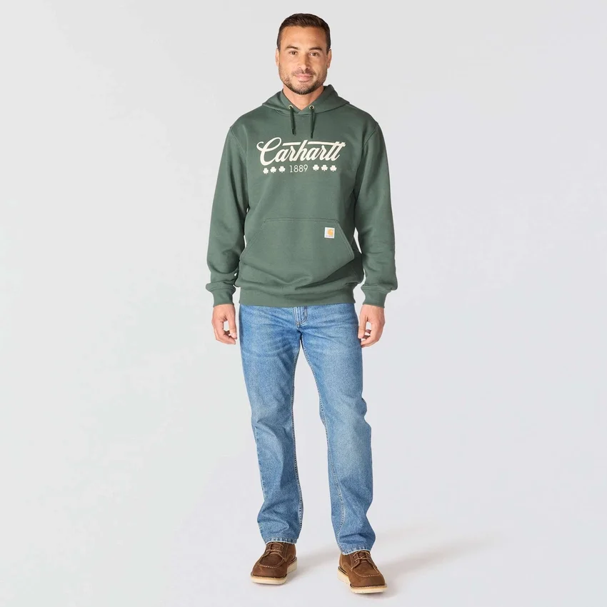 Hoodie masculino Marquette com grafismo de trevo - Camisola do Dia de São Patrício