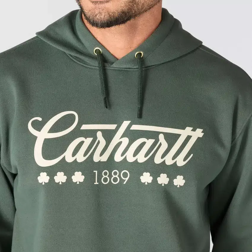 Hoodie masculino Marquette com grafismo de trevo - Camisola do Dia de São Patrício