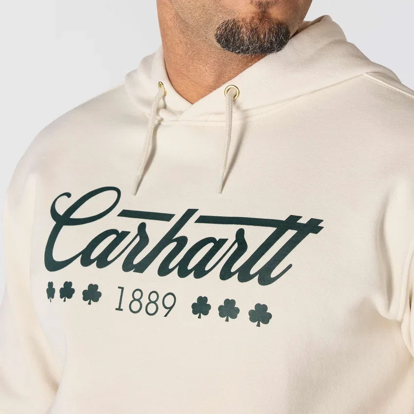 Hoodie masculino Marquette com grafismo de trevo - Camisola do Dia de São Patrício