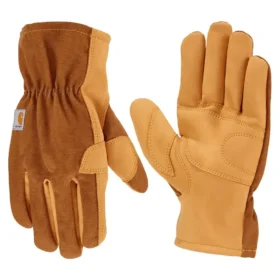 Luvas femininas de lona/couro sintético com punho aberto