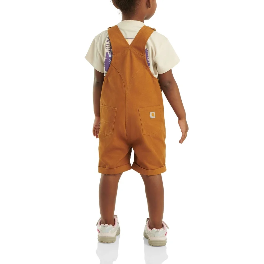 Macacão curto de lona com folhos na frente para meninas (bebés/crianças pequenas)